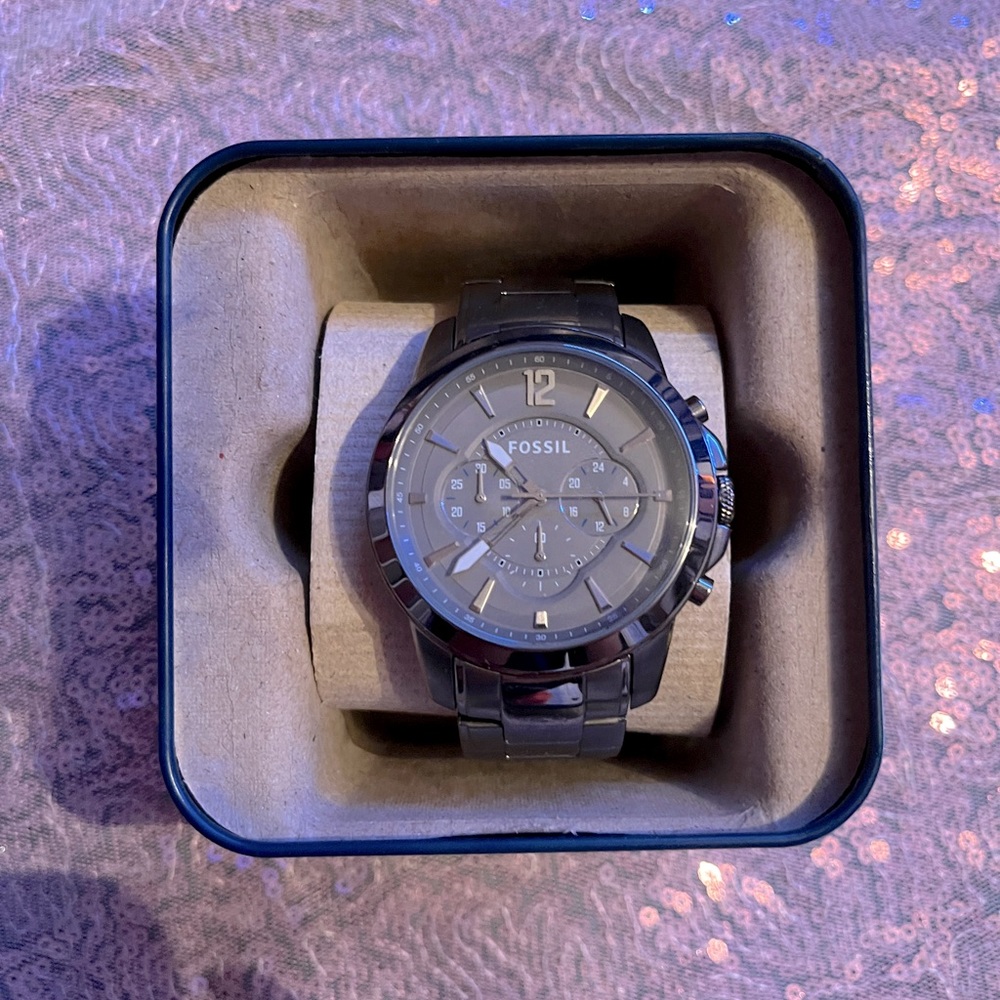 Silver fossil watch